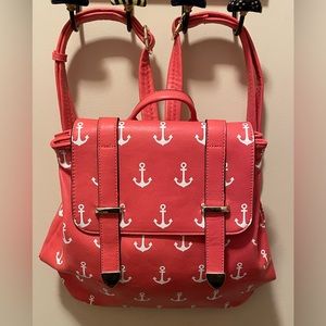 Orange anchor print backpack